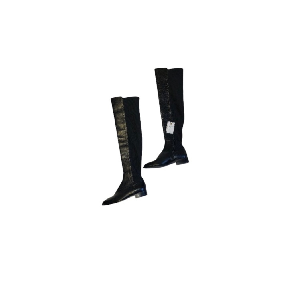 🆕 Zara Black Leather Over the Knee Riding Boots - Women’s Size 37
